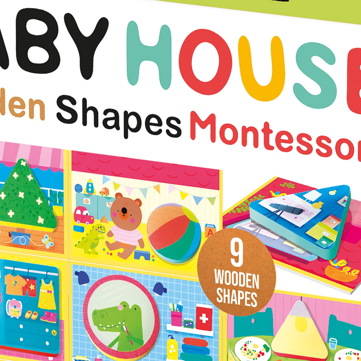 Headu: Wooden Shapes Montessori - Baby House - Animal & Objects Matching Game, Sorting & Tile Positioning Activity, Scene Puzzle Play, Toddlers 1-3