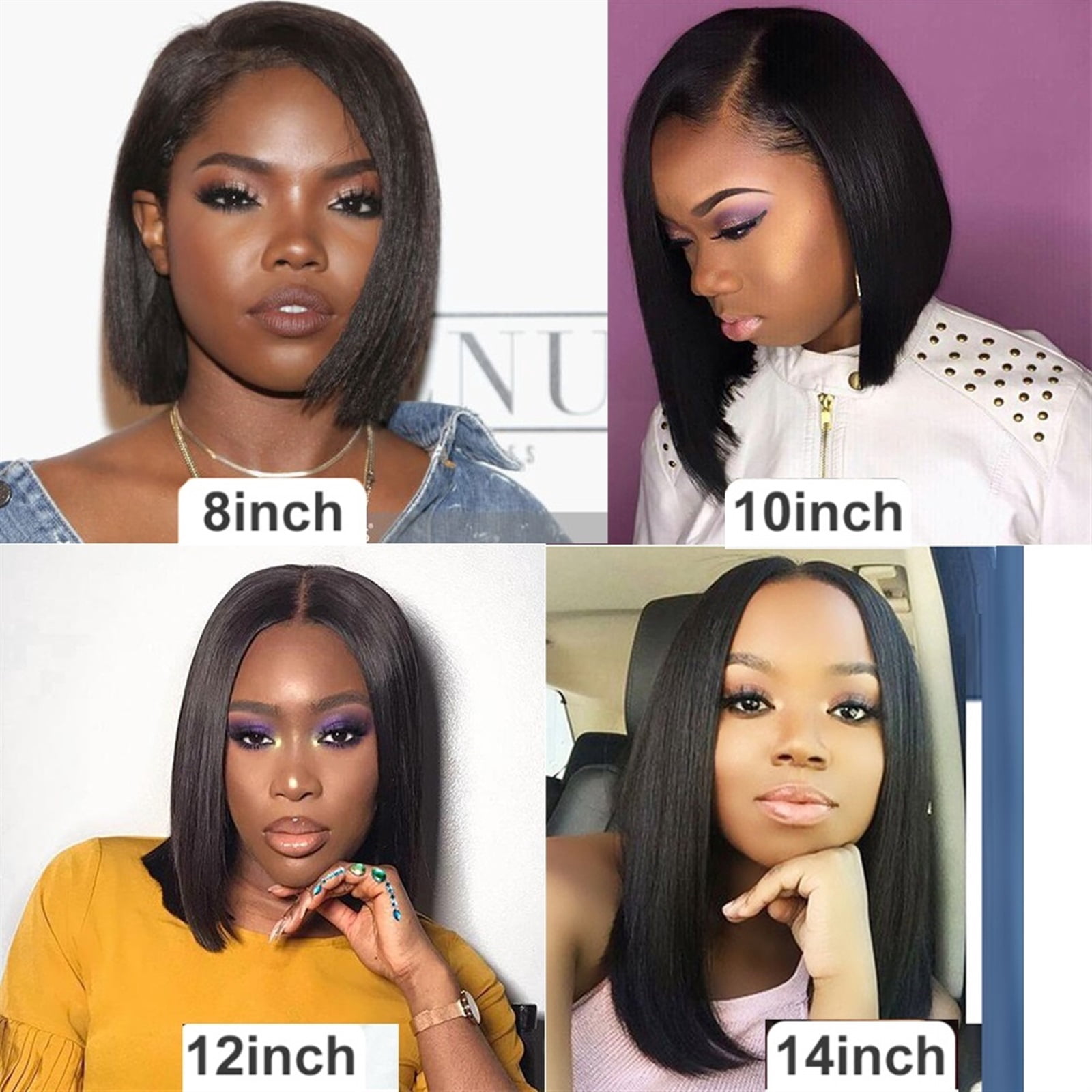 Straight Bundles 100% Unprocessed Human Hair Bundles Virgin Hair 3 Bundles Short Brazilian Straight Weave Hair Extensions, Natural Blacka