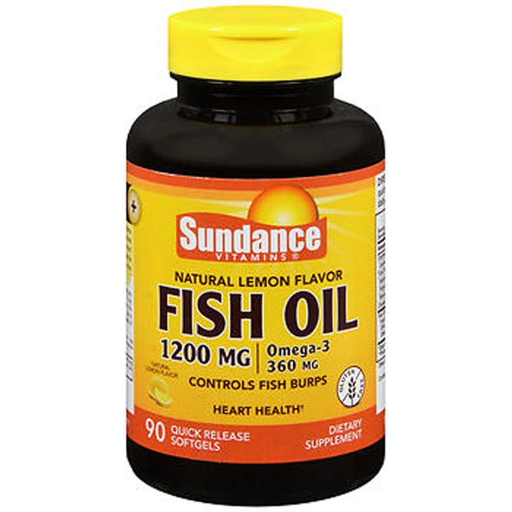 Sundance Vitamins Fish Oil 1200 mg /Omega3 360 mg Natural Lemon Flavor