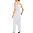 thumbnail image 3 of AWXNJUX Jumpsuits for Women Women's Cotton and Linen Pocket Casual Loose Long Camisole Jumpsuit (White,M), 3 of 5