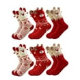 thumbnail image 2 of Christmas Socks Festive Unisex Holiday Mid Calf Socks Santa Reindeer Snowflake Cute Cartoon Design Winter Comfortable Men Crew Socks for Women Red, 2 of 9