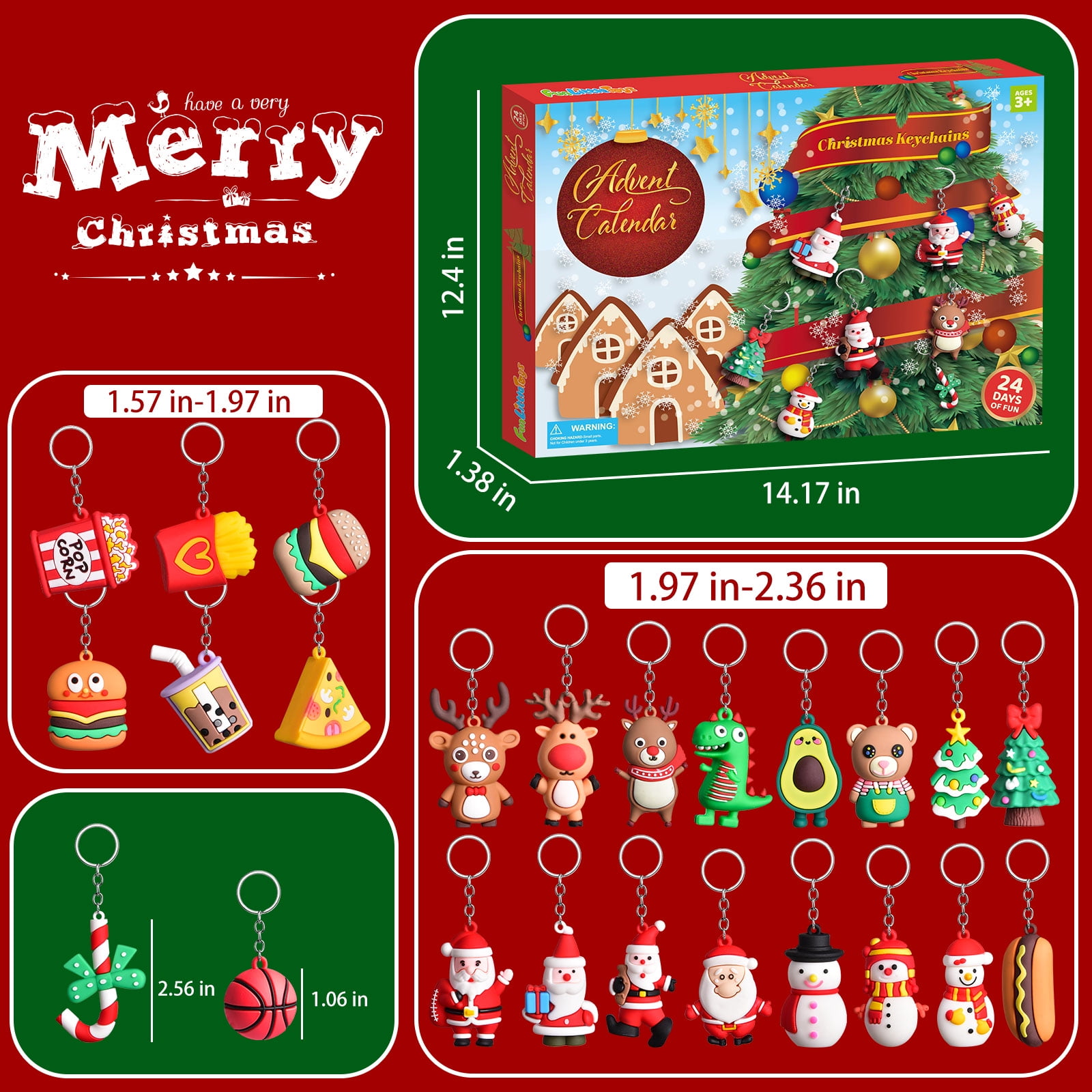FUN LITTLE TOYS Christmas Advent Calendar 2023, 12 Wooden Tabletop  Christmas Tree & 24 Tiny Ornaments, 24 Days Christmas Countdown Calendar  with 3D