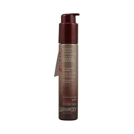 Giovanni Hair Care Products HG1084599 1.8 fl oz 2chic Ultra-Sleek Hair & Body Super Potion with Brazilian Keratin & Argan (Best Products To Use On Brazilian Body Wave Hair)