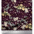 thumbnail image 1 of Soimoi Georgette Viscose Fabric Leaves,Moth & Magnolia Floral Print Fabric by the Yard 42 Inch Wide, 1 of 1