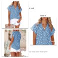 thumbnail image 3 of Blusa de gasa para mujer, cuello en V, manga corta, ajuste holgado, cómoda camisa informal para uso diario, azul 2XL, 3 of 4