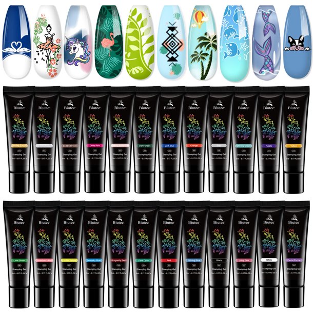 Esmalte en gel para estampado de uñas, paquete de 24 colores, 5 ml, UV/LED