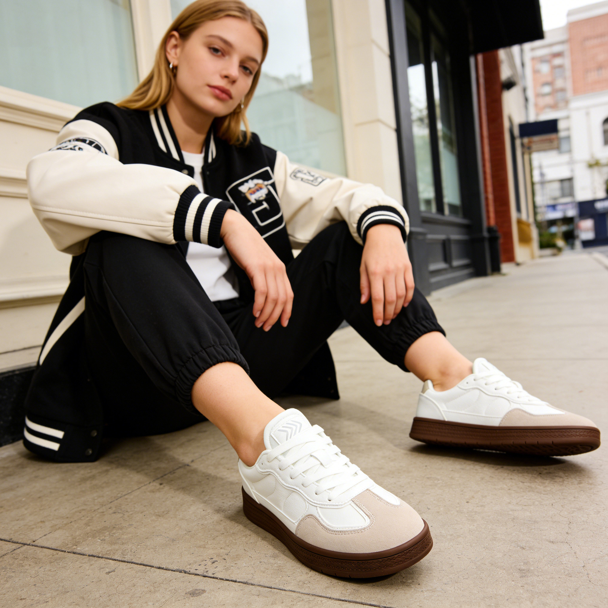 Ecetana Women's Lace-Up Casual Walking Sneakers, White photo 2