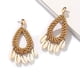 thumbnail image 5 of 2 pares de pendientes bohemios de concha tejida a mano, estilo vintage, con forma de lágrima, con gotas de agua huecas, joyería de verano, pendientes colgantes para mujer, 5 of 8