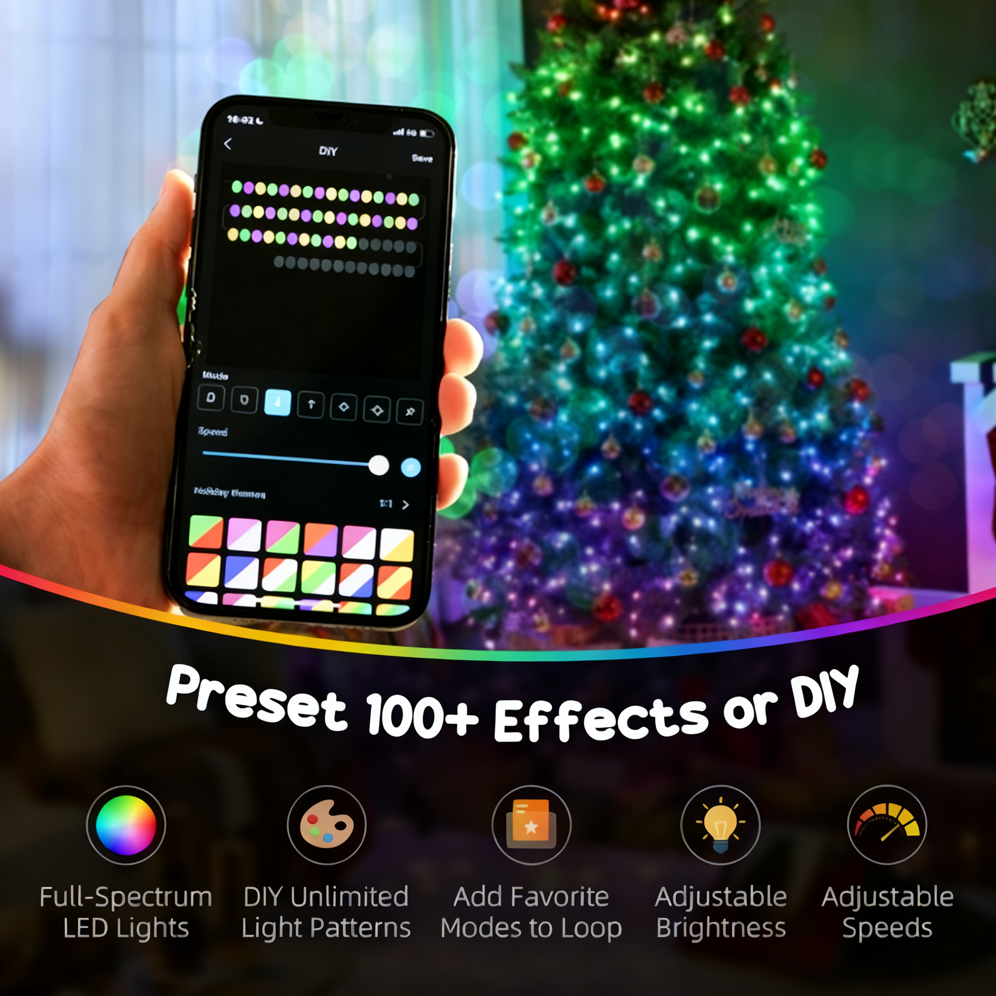 7.5FT Pre-Lit Bell-Shaped Christmas Tree, 2247 Ultra-Dense Tips, 698 Full-Spectrum LEDs, Remote Control for Indoor Use