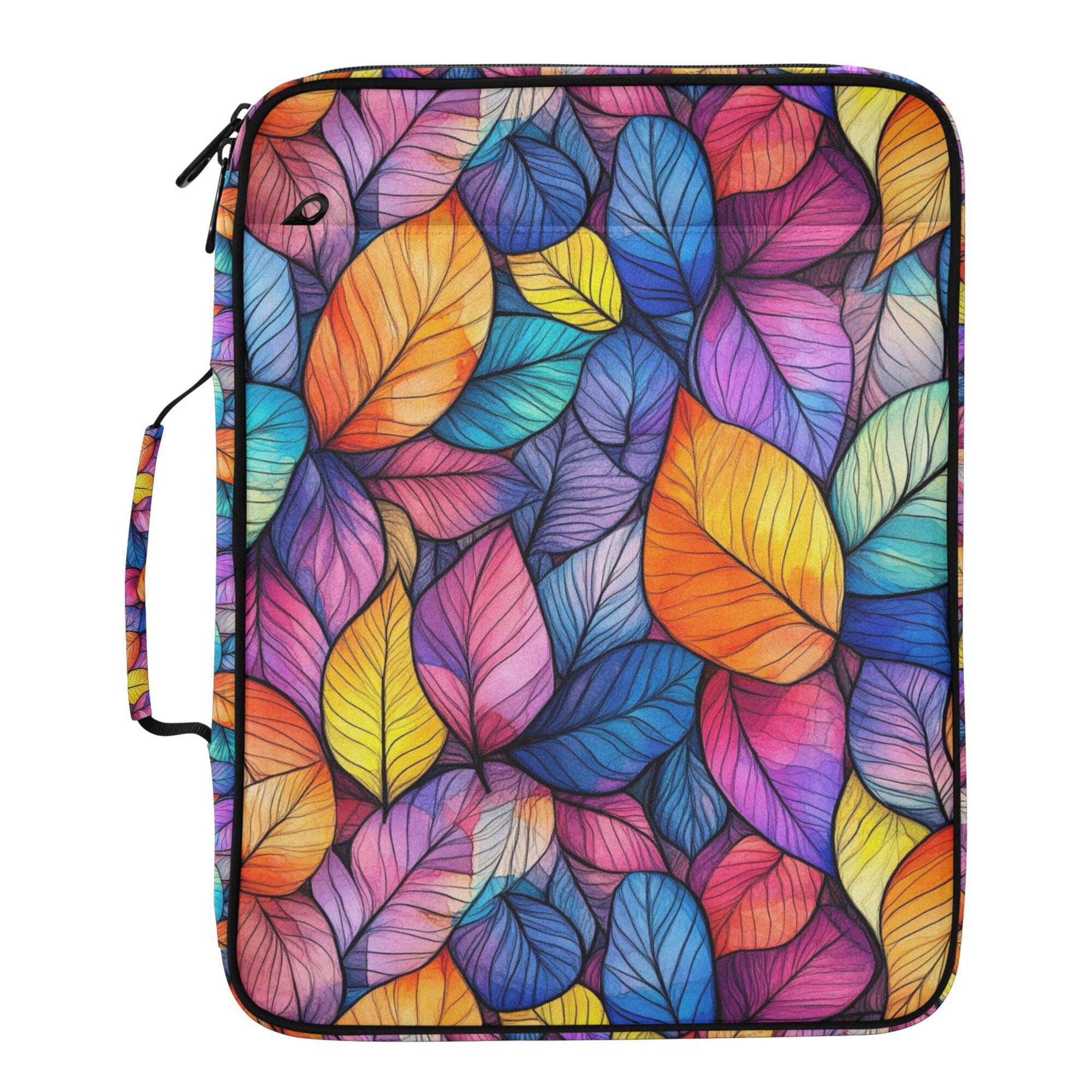 FORMRS Accordion File Folder A4 Size 7-Pocket Expanding Document Organizer Bag with 3 Ring Binder, Colorful Leaves