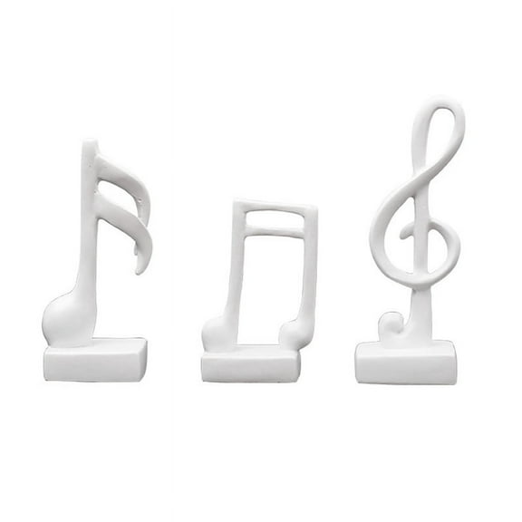 3Pcs Music Note Decor, Gifts Musical Figurine Modern Statue Sculpture, Table Centerpiece Crafts Home Arts,White