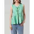 thumbnail image 2 of AIGUR Women's Striped Tank Tops Polyester Loose Round Neck Front Tie Up Ruffled Sleeveless Blouse for Summer, 2 of 6