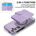 thumbnail image 5 of ELEHOLD Case for Samsung Galaxy A15, 2-in-1 Magnetic Shockproof Leather Wallet Flip Case Cover, Detachable Card Holder with Stand,Purple, 5 of 5