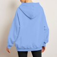 thumbnail image 6 of Women's Shoulder Hooded Sweatshirt Fleece Lined Winter Warm Pullover Solid Candy Colors Soft Polyester Fabric, 6 of 9