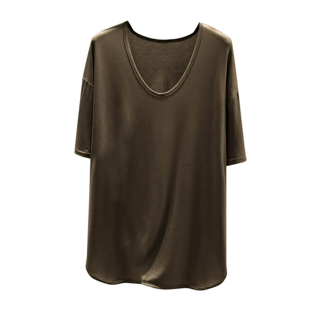 Mujeres de Verano Tops Suelto Ajuste Casual Color Sólido sin Mangas Cuello en V, Blusa de Moda para el Día Y la Fiesta
