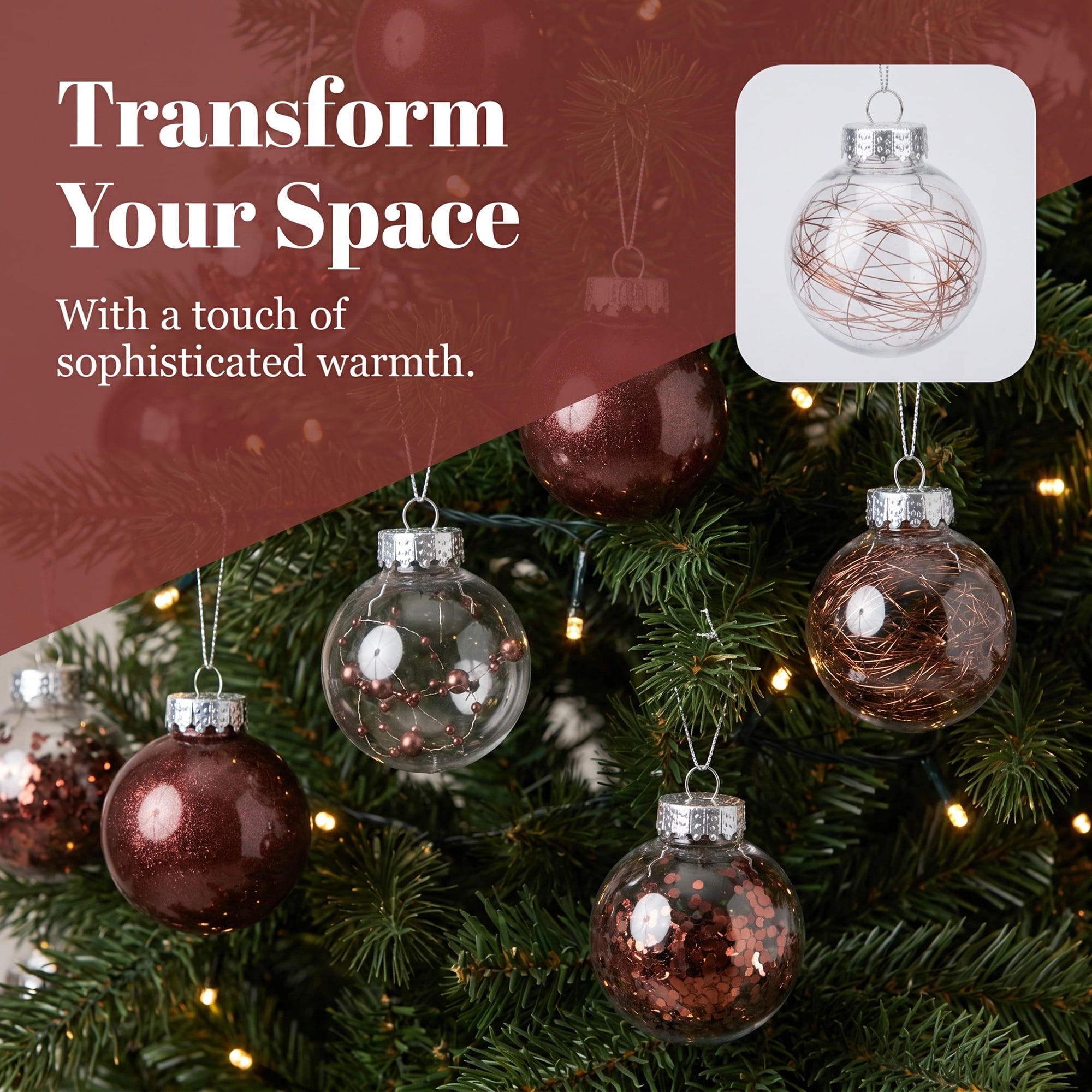 Unique Bargains Christmas Tree Ornaments - 24 Pack Baubles Shatterproof Balls Brown 2.4"