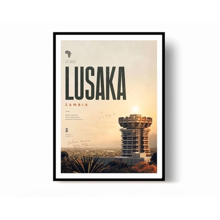 Lusaka Travel Poster Print Zambia Poster Wall Decor
