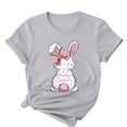 thumbnail image 5 of Camisetas de Cuello de Tripulación de Manga Corta para las Mujeres Cartas de Impresión de Pascua Camiseta de Manga Corta, Spandex de Poliéster, 5 of 5