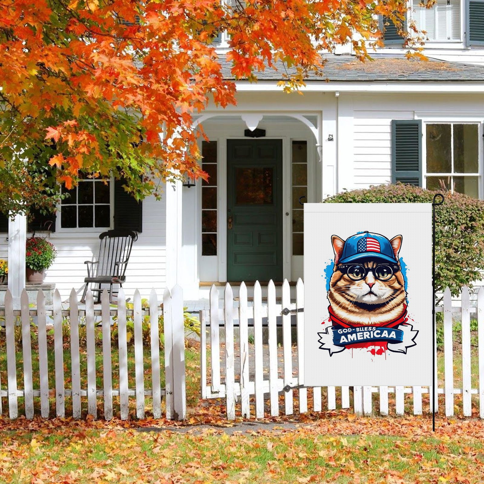 Cute Cat Garden Flag for Outdoor for Porch Patio Backyard Yard Deco - Double-Colored Fluffy Cat Kitten Porch Decor Cute Cat Cartoon Style Versatile Garden Flags for Outdoor - 28x40 Inches