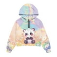 thumbnail image 4 of Xoenoiee Panda Heart Daisy Flower Print Girls Sweatshirt Kids Long Sleeve Hoodie Oversized Fashion Pullover Tops Half Zipper Crop Tops Fall Clothes, 11-12 Years, 4 of 7
