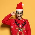 thumbnail image 4 of sunsanly Santa Hat with White Plush Ball Christmas Holiday Hat Costume Soft Velvet Xmas Hat for Christmas Parties Family Gatherings, 4 of 8
