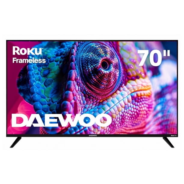 Daewoo Pantalla Televisión Smart TV 70 Pulgadas LED 4K UHD Roku Frameless Dolby Audio 4 HDMI 2 USB 1 AV DAW70UR