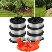 MLFU 6 Pack Weed Eater Replacement Parts for Black and Decker AF-100, 30ft 0.065" String Trimmer Line Replacement Spools + RC-100-P Caps Springs