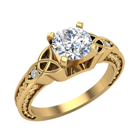 0.75 Carat Art Deco Trinity Knot Engagement Ring 14K Gold (G,I1)