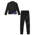 thumbnail image 5 of TiaoBug Kids Girls Shiny Figure Ice Skating Long Sleeve Jacket with Gymnastics Leggings Set Purple 14, 5 of 6