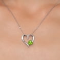thumbnail image 3 of Gem Stone King 925 Sterling Silver Green Peridot and White Lab Grown Diamond Pendant Necklace for Women | 1.25 Cttw | Gemstone August Birthstone | Heart Shape 7MM | With 18 inch Chain, 3 of 6