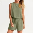 thumbnail image 6 of Baqcunre Women's 2-Piece Sleeveless Crop and High-Waisted Shorts Jumpsuit Pocket Sets,Color Army Green,Size S-XXL, 6 of 9