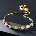 thumbnail image 3 of Gem Stone King 18K Yellow Gold Plated Silver White Moissanite Tennis Bracelet for Women (2.31 Cttw, Round 4.5MM, Fully Adjustable up to 9 inch), 3 of 4