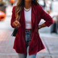 thumbnail image 3 of Vedolay Womens Tops Womens Blazer Suit Open Front Long Sleeve Fitted Ruffle Casual Office Jacket,Red M, 3 of 5