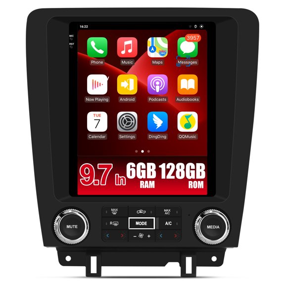 AWESAFE Android 13 [6G 128G] Car Stereo Radio Compatible for Ford Mustang 2010-2014 Dual Screen Radio Upgrade,Wireless CarPlay Android Auto Head Unit Built-in DSP Bluetooth WiFi SWC MirrorLink