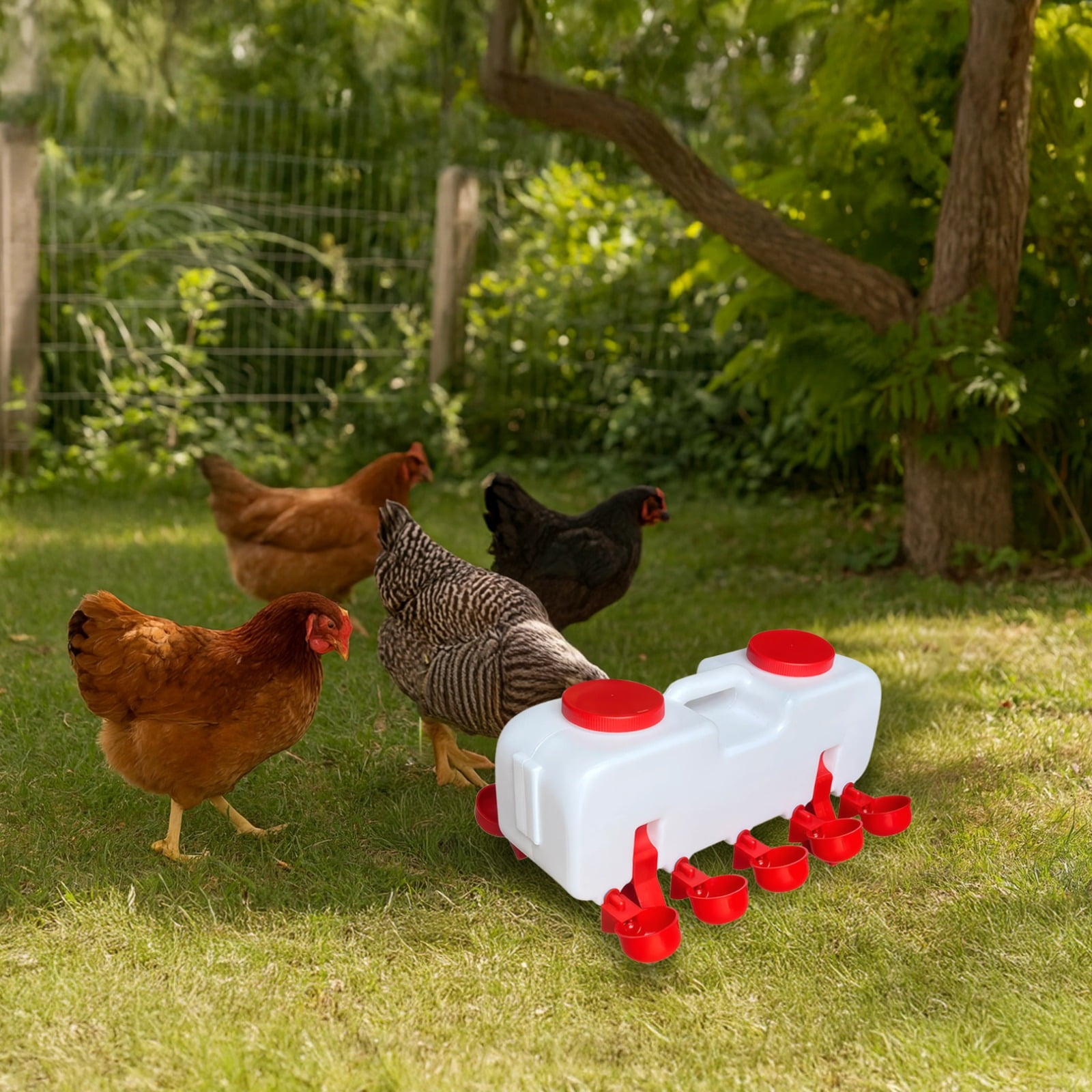 Automatic Chicken Waterer, 20 lbs Poultry Waterer with 10 Standard Water Bowls, Automatic Water Dispenser for Chickens Ducks Geese, 18.1 x 13 x 9.4 in / 46 x 33 x 24 cm, White
