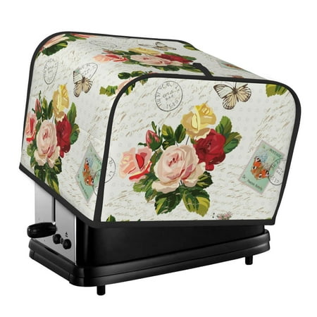 

Noewx Vintage Bike Flower Butterfly Toaster Covers 4 Slice Appliance Cover Toaster Fingerprint Protection and Greasy Protection Anti-sputtering Bread Maker Cover