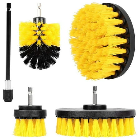 

5 Pcs Drill Cleaning Brushes for Car Carpet Bathroom Kitchen(2 / 3.5 / 4 / 5 Inch Brushes+Extension Rod)