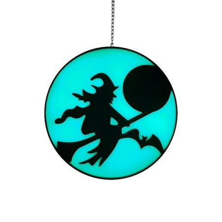 

ZPAQI Halloween Luminous Glass Witch Broom Pendant Creative Charm Decor