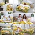 thumbnail image 5 of 3 Piece Sunflower Gnomes Duvet Cover Set Queen Size, Microfiber Comforter/Quilt Cover with Corner Ties and 2 Pillowcases, Spring Summer Botanical Florals All Season Soft Bedding with Zipper Closure, 5 of 8