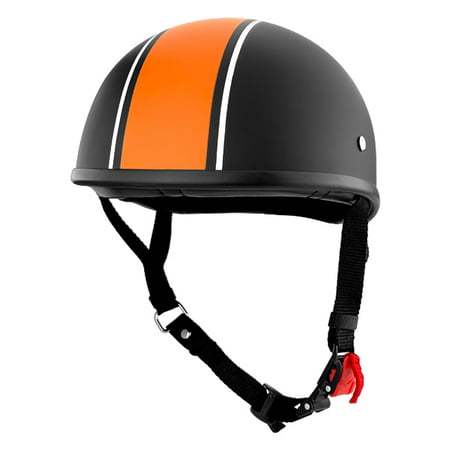Low Profile Stylish Half Motorcycle Helmet Matte Black With Orange (Best Low Profile Half Helmet)