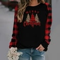 thumbnail image 2 of Long Sleeve Round Neck Christmas T-Shirt for Women Merry Christmas Buffalo Plaid Raglan Holidays Baseball Tee Tops, 2 of 5