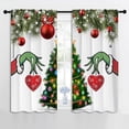 thumbnail image 2 of Christmas Tree Rod Pocket Blackout Curtains for Boy Girl Bedroom, Xmas Winter Snowflake Fir twigs and Red Love Heart Light Filtering Window Drapes for Living Room Home Decor Privacy, 42x63 inch, 2 of 6