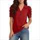 thumbnail image 4 of Camisetas de Manga Corta de Verano para Mujeres Moda Pullover de Color Sólido Botón de Solapa Botón Extraíble Camisetas de Manga Corta de Verano de las Mujeres, 4 of 5