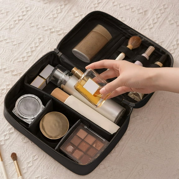 Organization and Storage QTOCIO Makeup Bag Cosmetic Cases Travel Makeup Bag with Compartment Protable Travel Makeup Case for Cosmetics Travel Accessories
