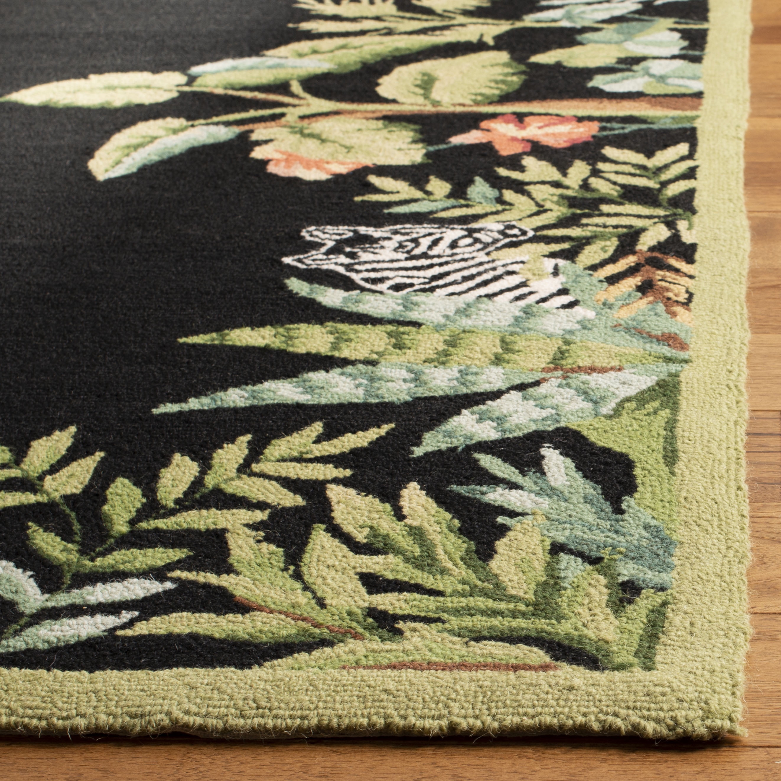Safavieh Chelsea Deloris Bordered Wool Runner Rug, Black/Green, 2'6" x 6'