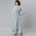 thumbnail image 6 of Janasya Indian Round Neck Full Sleeve Solid Grey Poly Georgette Kurta With Dupatta For Women, 6 of 8