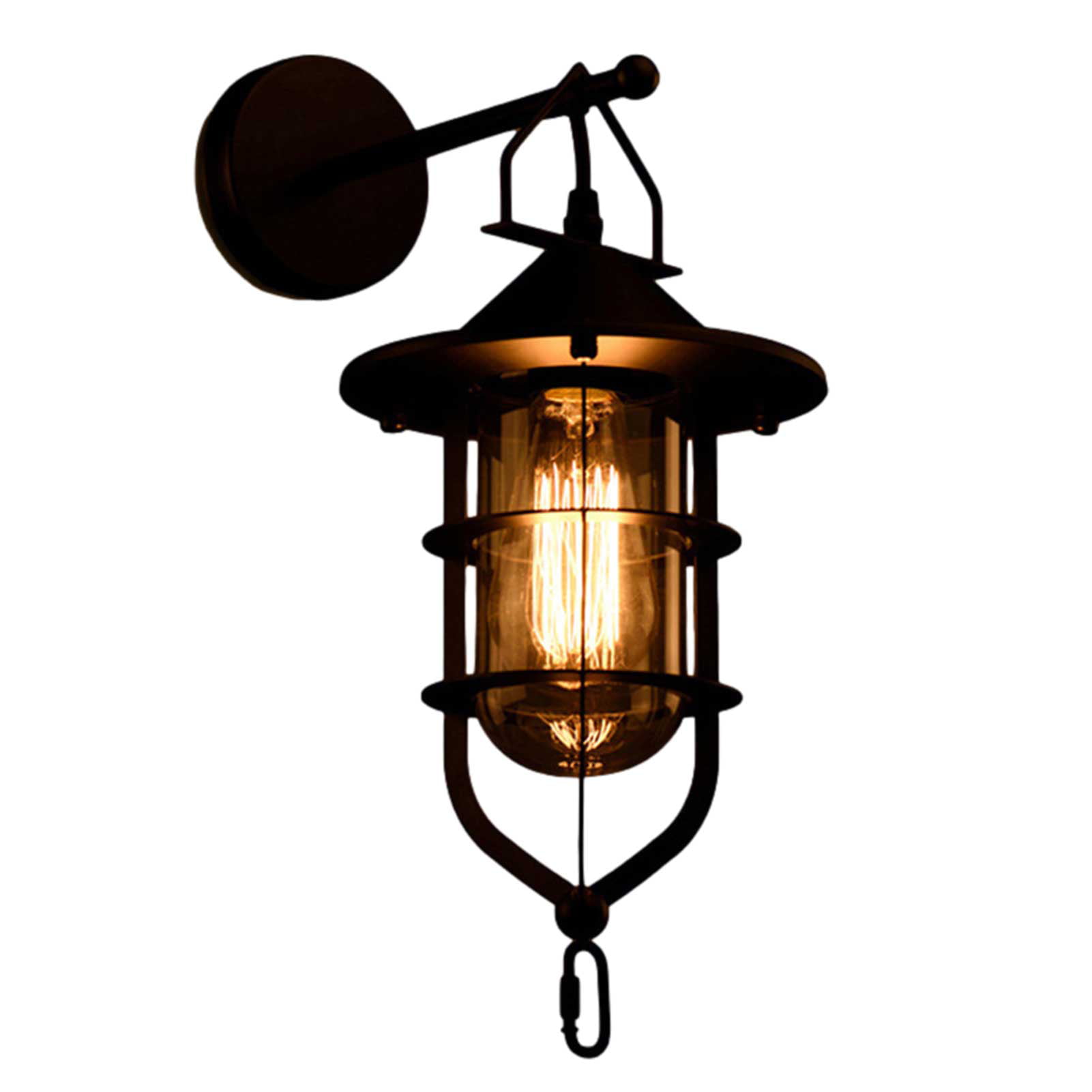Bedside Light Fixture in Aged Bronze Brown Painted Industrial Style Dock Light 
