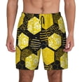 thumbnail image 2 of Picia Geometric Pattern with Bee pattern Mens Swim Trunks with Compression Liner Stretch Beach Shorts Quick Dry with Zipper Pockets No-Chafing Board Shorts-Small, 2 of 9