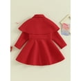 thumbnail image 4 of Honganda Toddler Girl Woolen Pea Coat Long Sleeve Button Cardigan Jacket for Infant Baby Spring Fall Outwear, 4 of 9