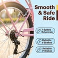 thumbnail image 5 of Ambifirner Beach Cruiser Bike, 26 inch Commuter Bicycle for Adult and Women,High-Carbon Steel Comfortable City Bikes with V-Brakes (Blue/Pink), 5 of 9